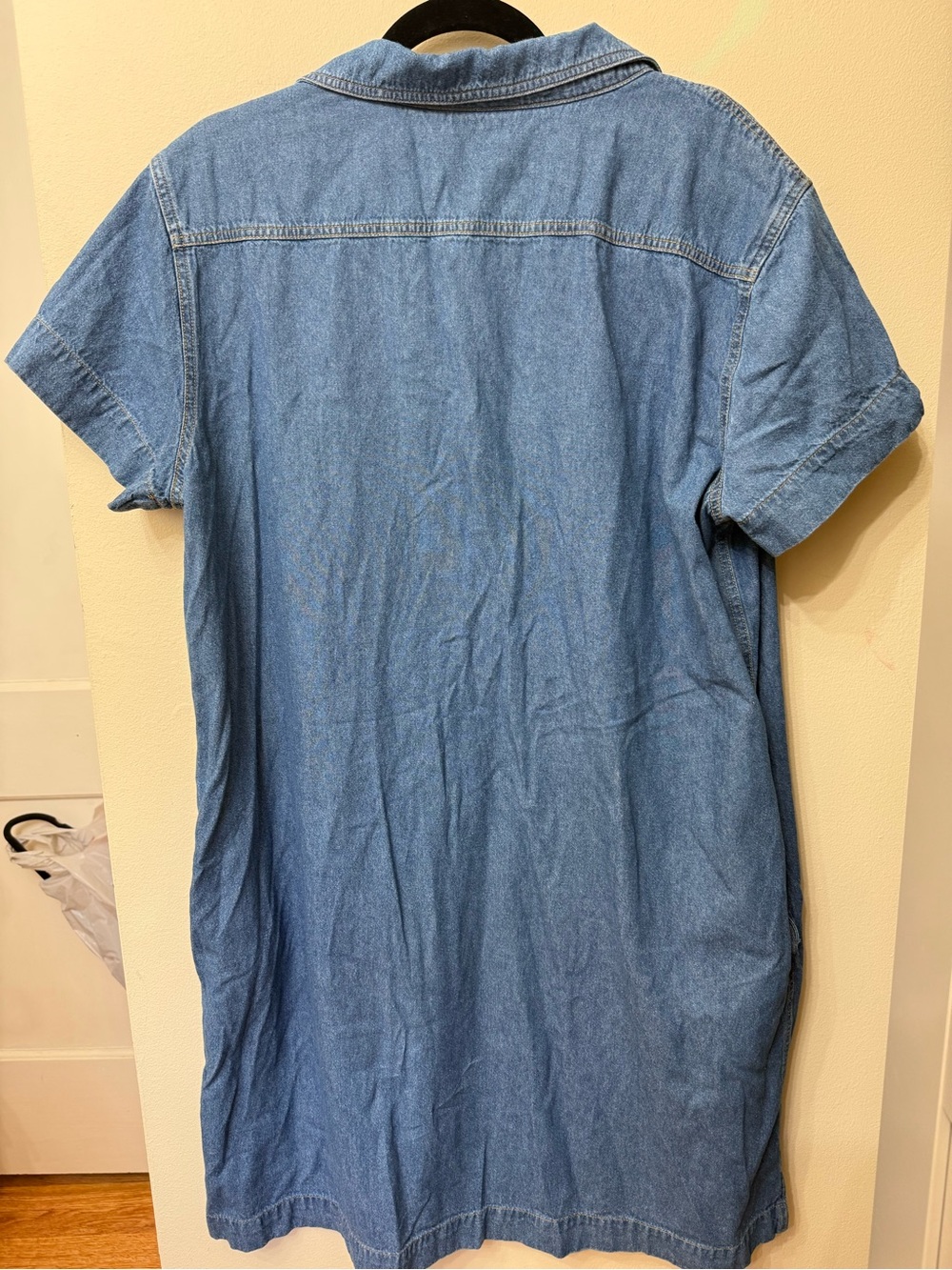 Vermont L Country Store Denim Polo Short Sleeve Shirt Dress Cottage Coastal Prep - Picture 7 of 9